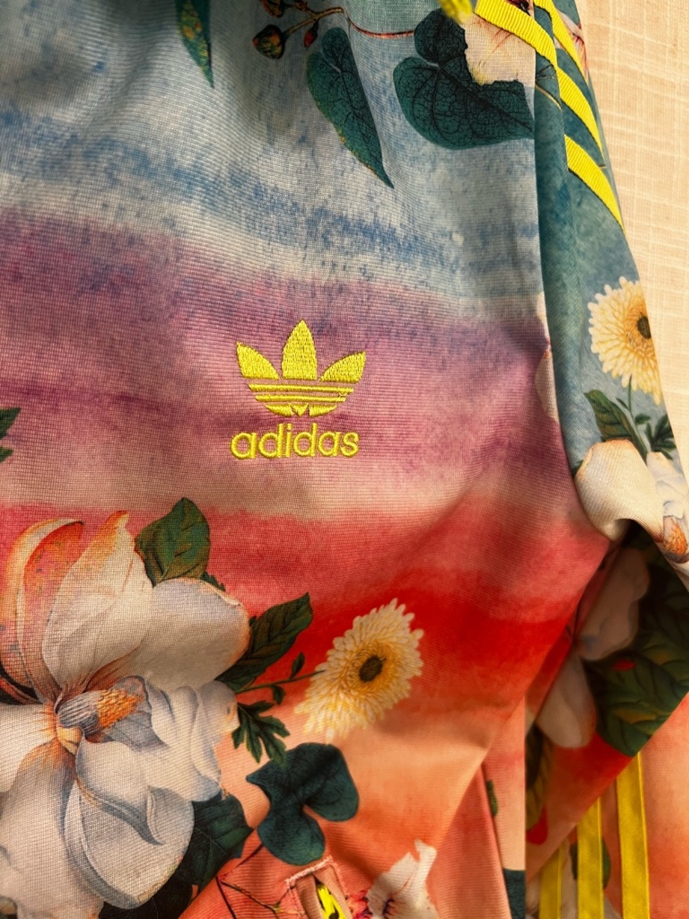 Adidas X Farm Rio Firebird Neon Floralina Track Rare Jacket Size 8 USA or 12 UK. - Picture 2 of 12